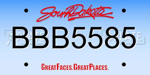 BBB5585 South Dakota License Plate
