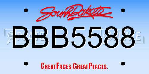 BBB5588 South Dakota License Plate