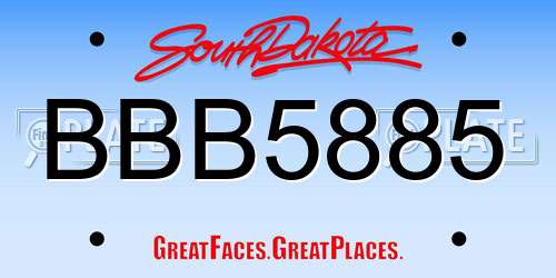 BBB5885 South Dakota License Plate
