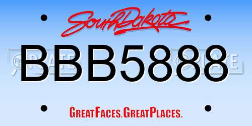 BBB5888 South Dakota License Plate
