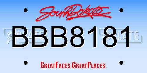 BBB8181 South Dakota License Plate