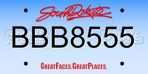 BBB8555 South Dakota License Plate