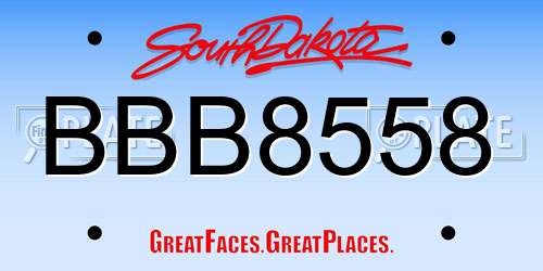 BBB8558 South Dakota License Plate