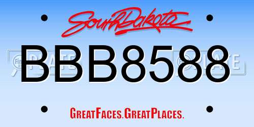 BBB8588 South Dakota License Plate