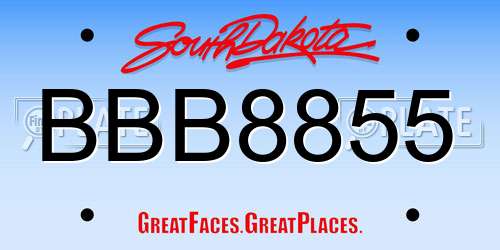 BBB8855 South Dakota License Plate