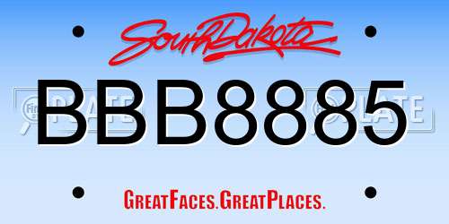 BBB8885 South Dakota License Plate