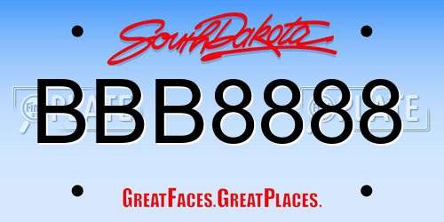 BBB8888 South Dakota License Plate