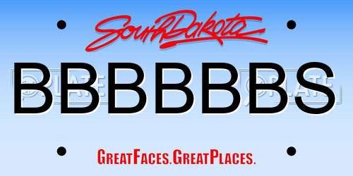 BBBBBBS South Dakota License Plate