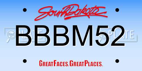 BBBM52 South Dakota License Plate