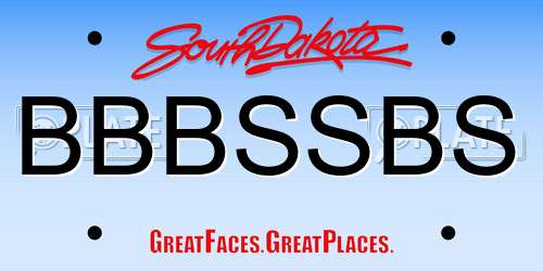 BBBSSBS South Dakota License Plate