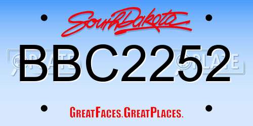 BBC2252 South Dakota License Plate