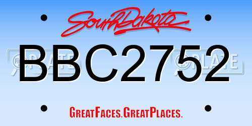BBC2752 South Dakota License Plate