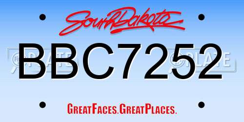 BBC7252 South Dakota License Plate