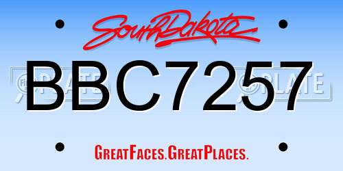 BBC7257 South Dakota License Plate