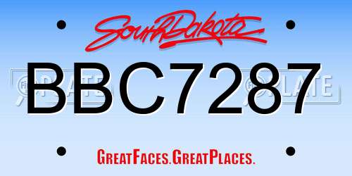 BBC7287 South Dakota License Plate
