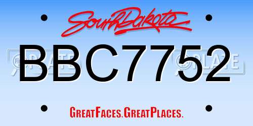 BBC7752 South Dakota License Plate