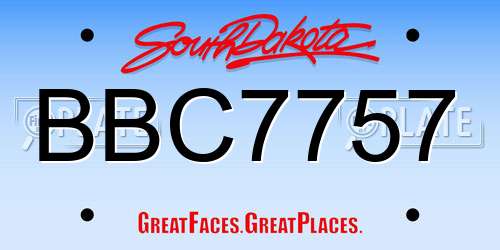 BBC7757 South Dakota License Plate