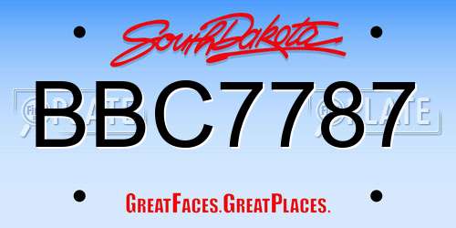 BBC7787 South Dakota License Plate