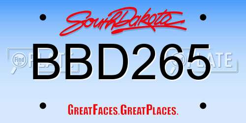 BBD265 South Dakota License Plate
