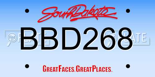 BBD268 South Dakota License Plate