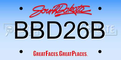 BBD26B South Dakota License Plate