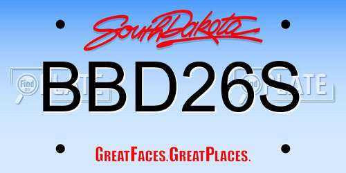 BBD26S South Dakota License Plate