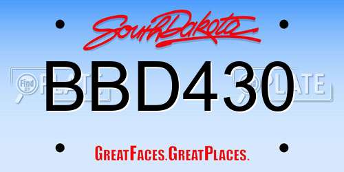 BBD430 South Dakota License Plate