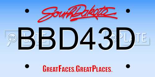 BBD43D South Dakota License Plate