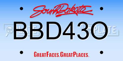 BBD43O South Dakota License Plate