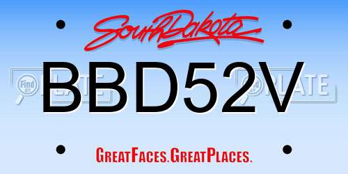 BBD52V South Dakota License Plate