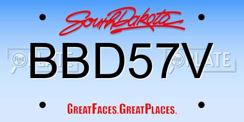 BBD57V South Dakota License Plate