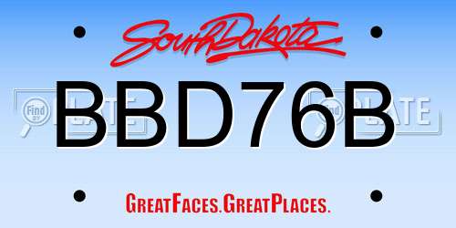 BBD76B South Dakota License Plate