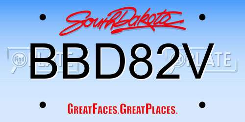 BBD82V South Dakota License Plate