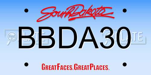 BBDA30 South Dakota License Plate