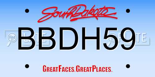 BBDH59 South Dakota License Plate