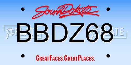 BBDZ68 South Dakota License Plate