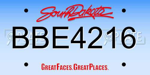 BBE4216 South Dakota License Plate