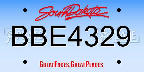 BBE4329 South Dakota License Plate