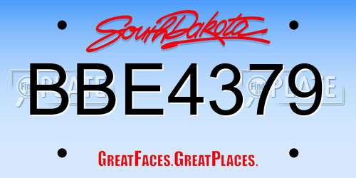 BBE4379 South Dakota License Plate