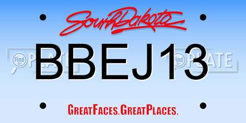 BBEJ13 South Dakota License Plate