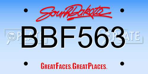 BBF563 South Dakota License Plate