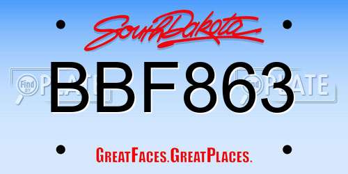 BBF863 South Dakota License Plate