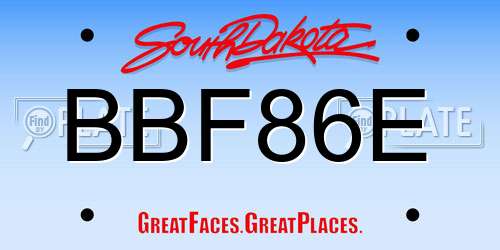 BBF86E South Dakota License Plate