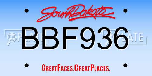 BBF936 South Dakota License Plate