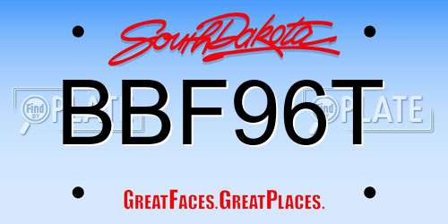 BBF96T South Dakota License Plate