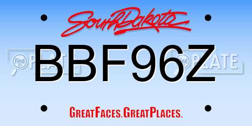 BBF96Z South Dakota License Plate