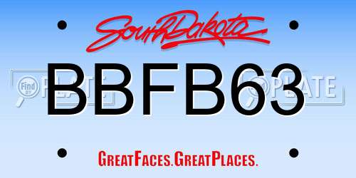 BBFB63 South Dakota License Plate
