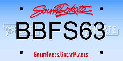 BBFS63 South Dakota License Plate