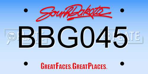 BBG045 South Dakota License Plate