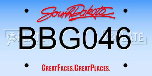 BBG046 South Dakota License Plate